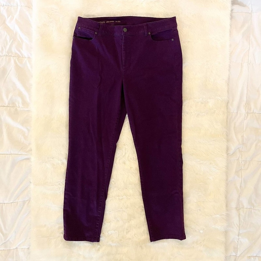 TALBOTS Heritage Slim Ankle Jeans in Magenta High rise Stretchy Pockets SZ 16